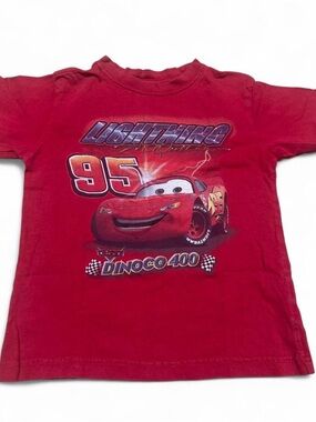 Y2K Lightning McQueen Tee Disney Pixar Cars 95 Dinoco Racing Graphic Kids XS 4
